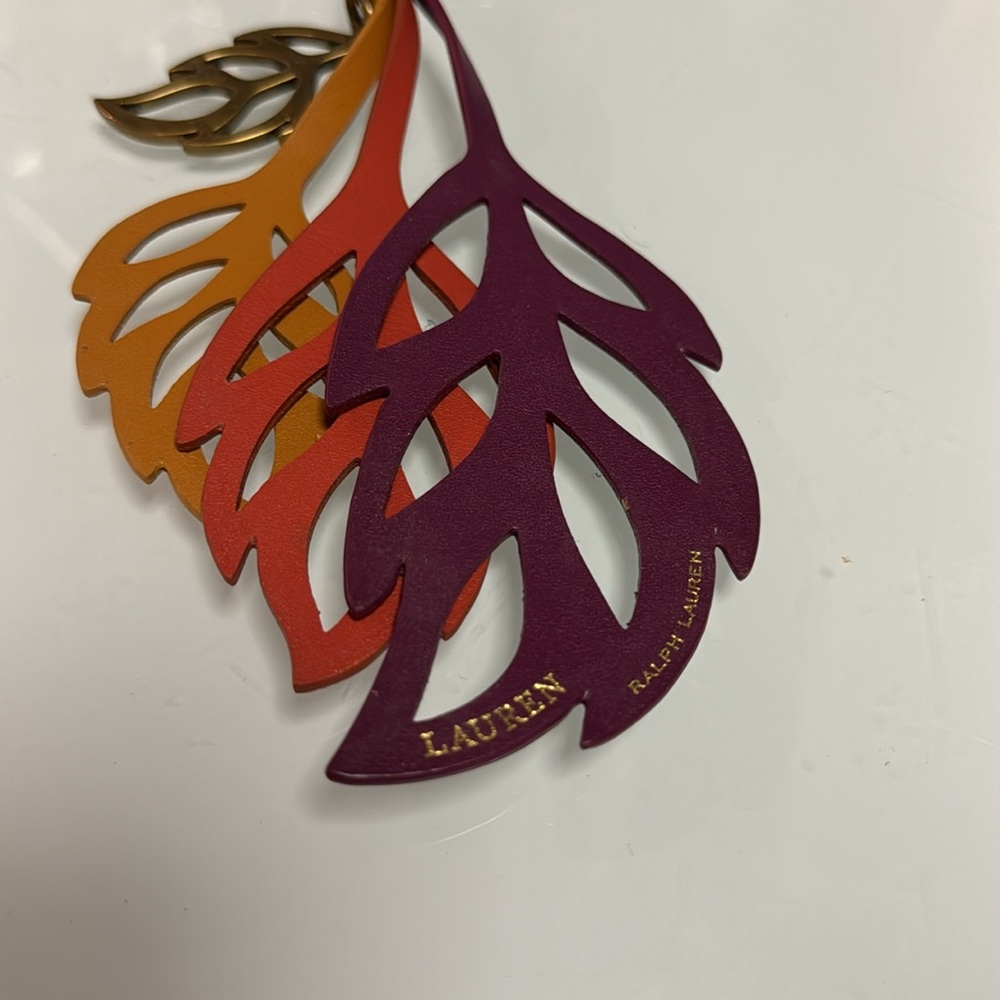 Lauren Ralph Lauren Colorful leather leaf key chain/bag charm - Picture 5 of 5